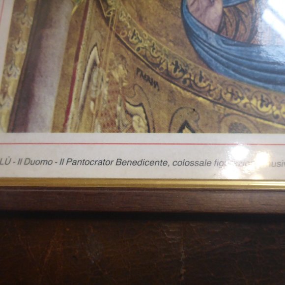 Vintage Framed Italian Catholic Religious Icon Print 17" x 13" - Picture 3 of 4